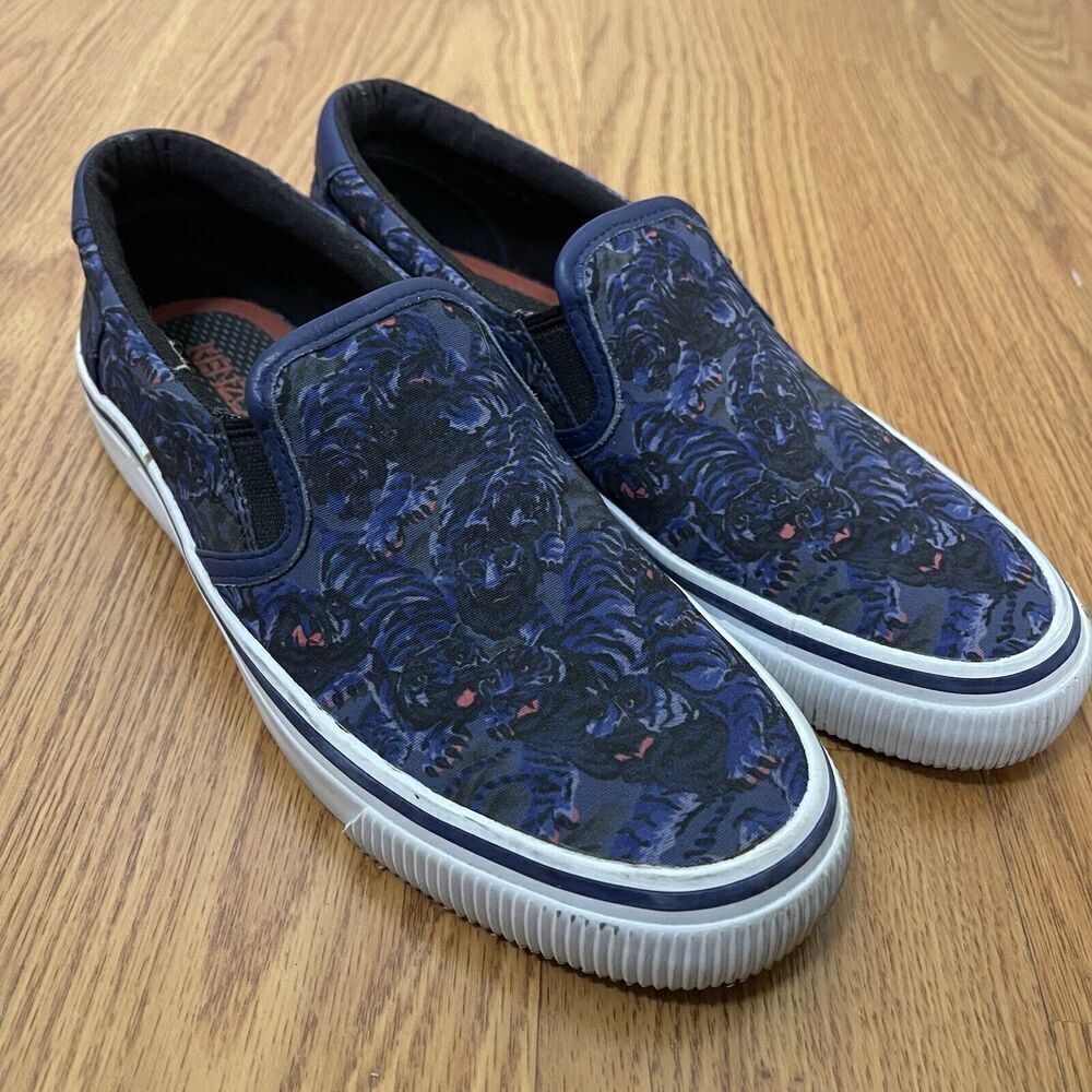 KENZO blue tiger canvas slip on sneaker shoes size 37